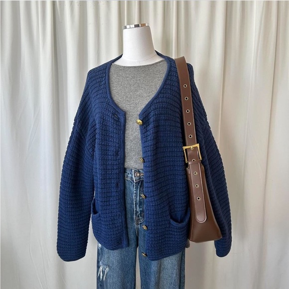 Gap Textured Sweater Jacket Blue size XL. - Picture 4 of 8